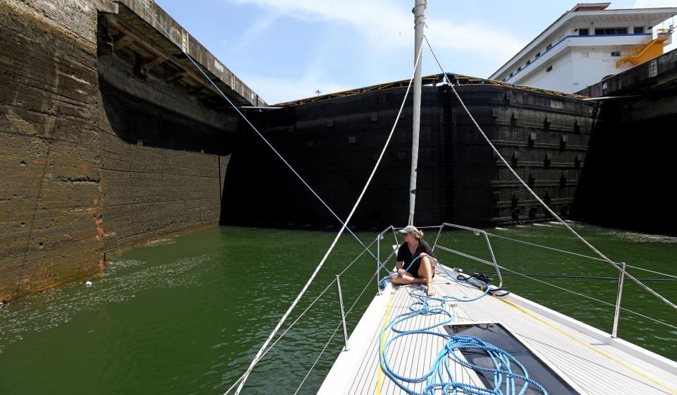 Transiting Panama Canal on Oyster 565 Babe 3