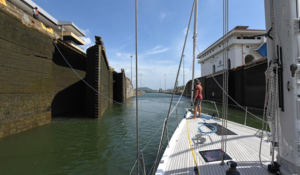 Transiting Panama Canal on Oyster 565 Babe