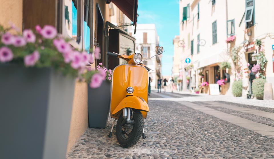 Vintage Orange Scooter in Italian street