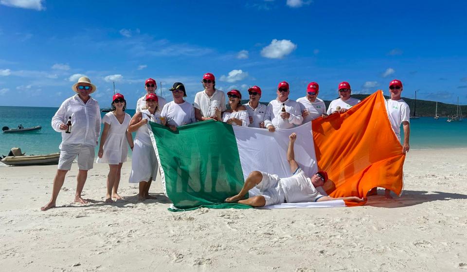 Whitehaven Beach Halfway Party Oyster World Rally 2024 25 Irish Flag