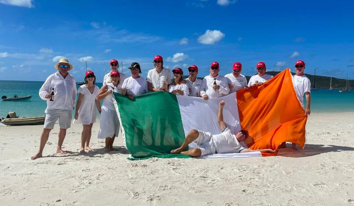 Whitehaven Beach Halfway Party Oyster World Rally 2024 25 Irish Flag