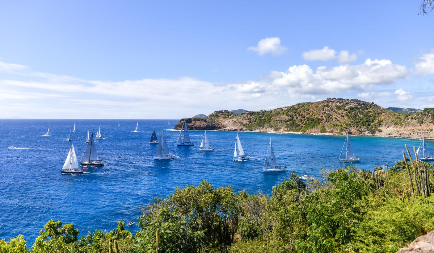 Yachts sailing start of Oyster World Rally 2024 25