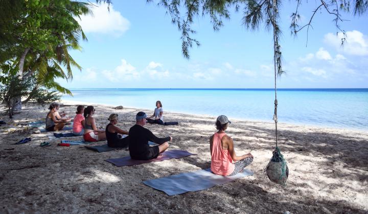 Yoga in Fakarava atoll Tuamotus French Polynesia