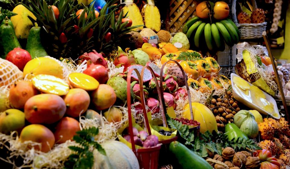 local market with colourful fruits in Las Palmas