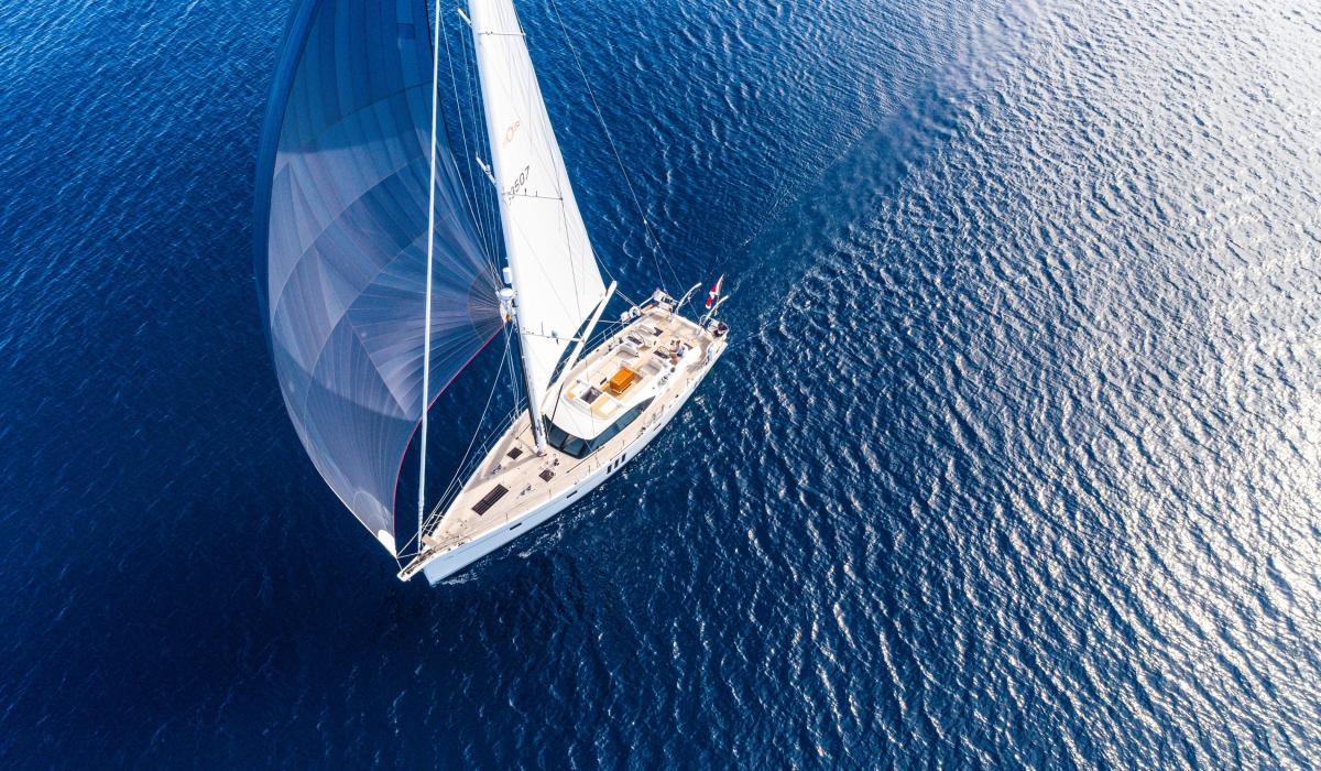 oyster yacht sailing at sea