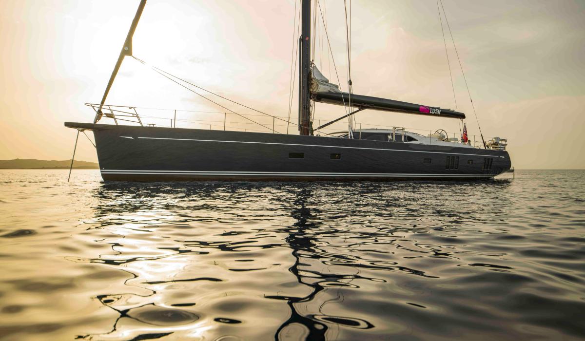 sailing yacht at sunset