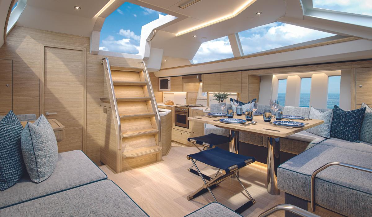 sailing yacht saloon in oak