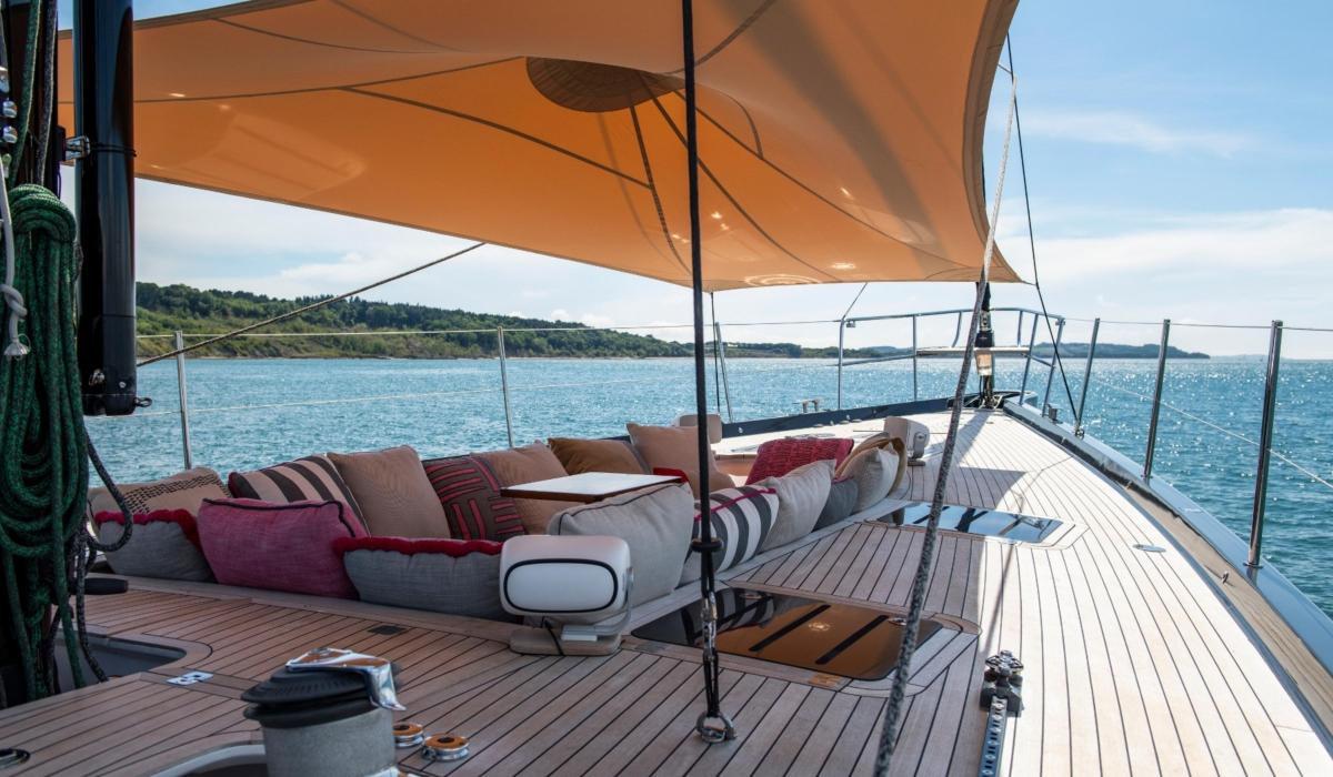 sunbathing area on sailing yacht