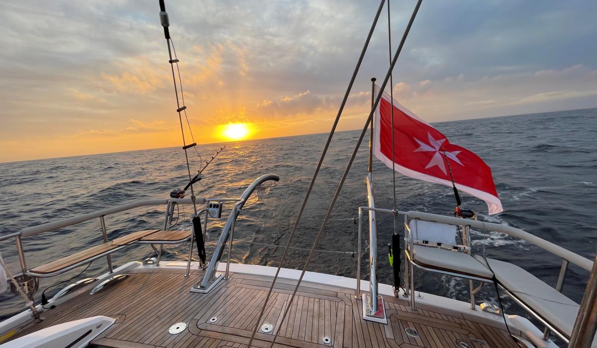 sunet on sailing yacht