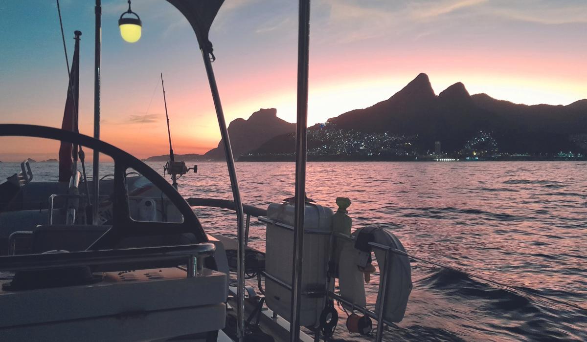 sunset in brazil on sailing boat