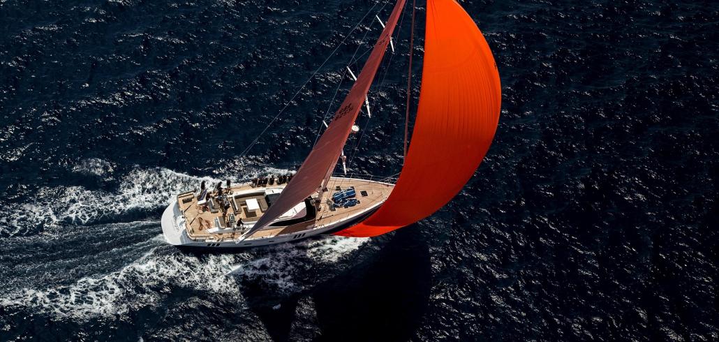 Oyster Sailing Yacht red sail