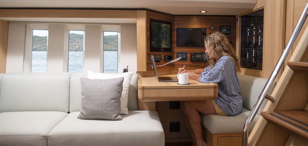 Working from home on yacht