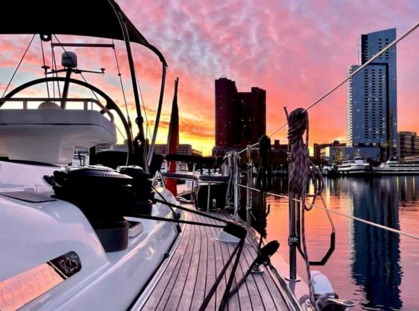 A stunning sunset in Baltimore Maryland USA