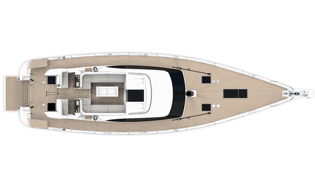 OYSTER 595 DECK PLAN WITH SWIM PLATFORM