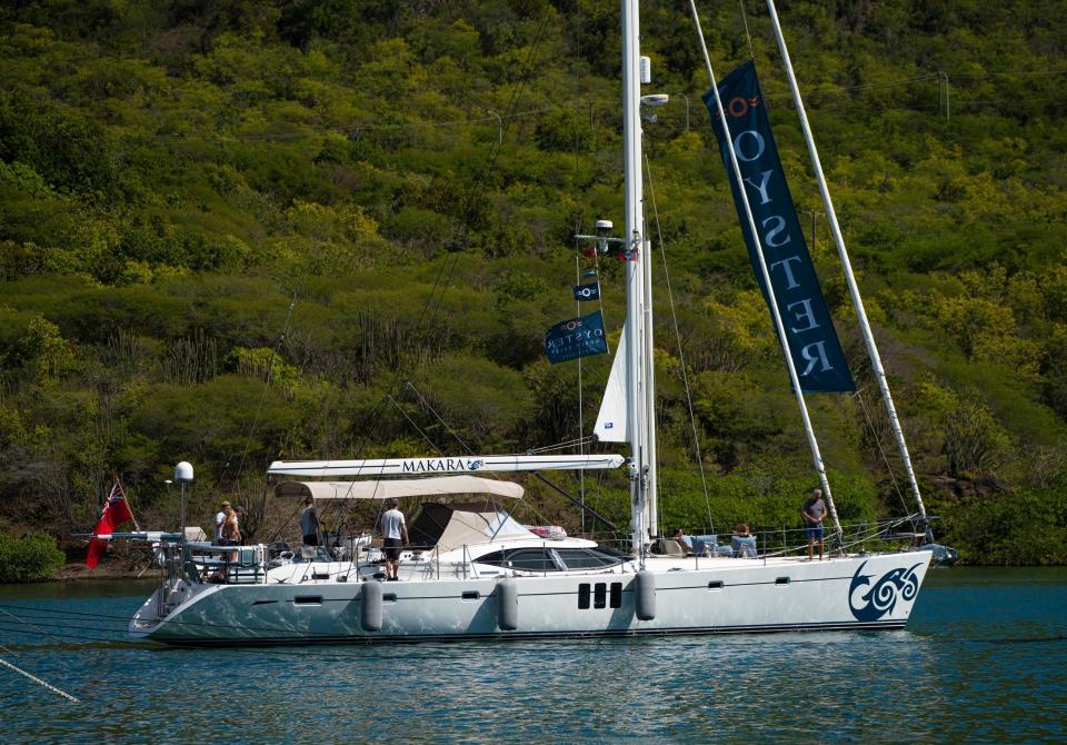 Oyster 625 Makara at anchor