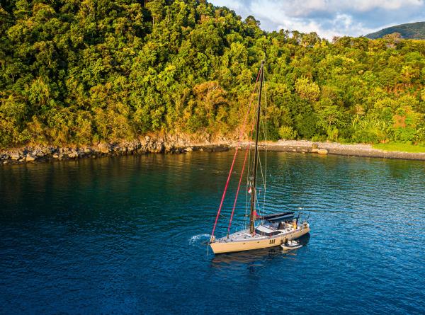 Oyster yacht at anchor Indonesia