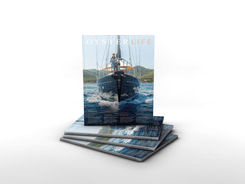 Oyster Life 86 magazine stack Stand mockup