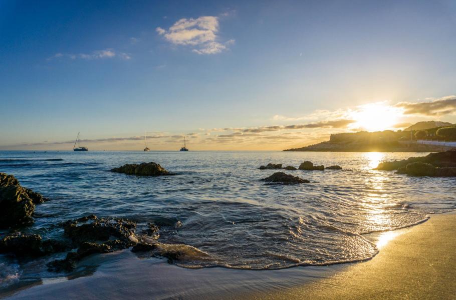 sunset on sandy beach