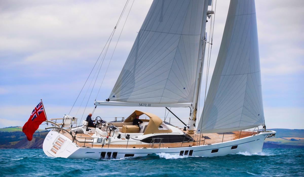  Oyster 595 Series II 60 foot sailing yacht sailing at sea