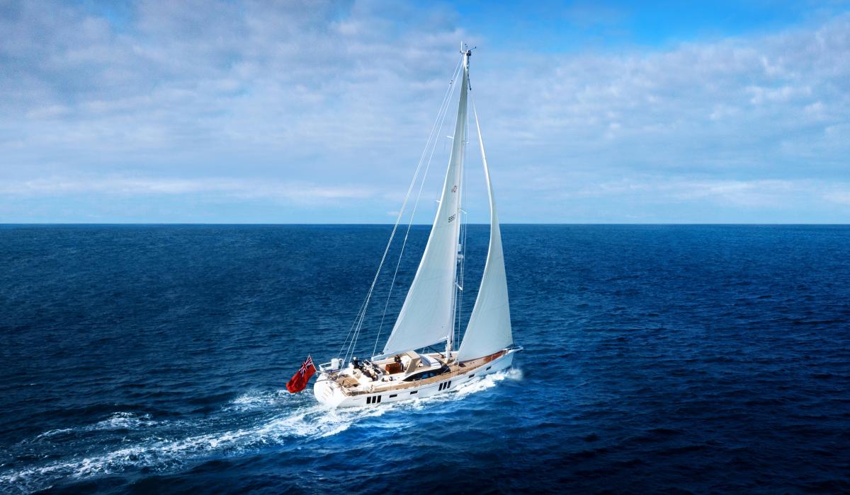  Oyster 595 Series II 60 foot sailing yacht sailing at sea