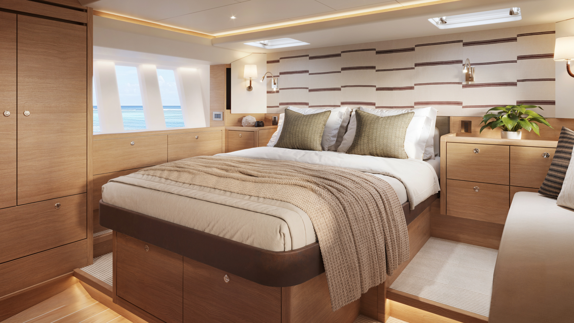 Oyster 515 50 Foot Bluewater Sailing Yacht Interior Oak Master Cabin 2