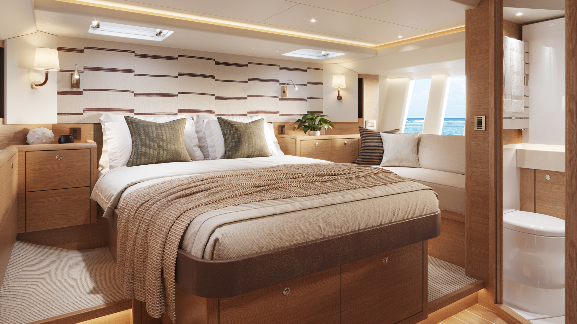 Oyster 515 50 Foot Bluewater Sailing Yacht Interior Oak Master Cabin