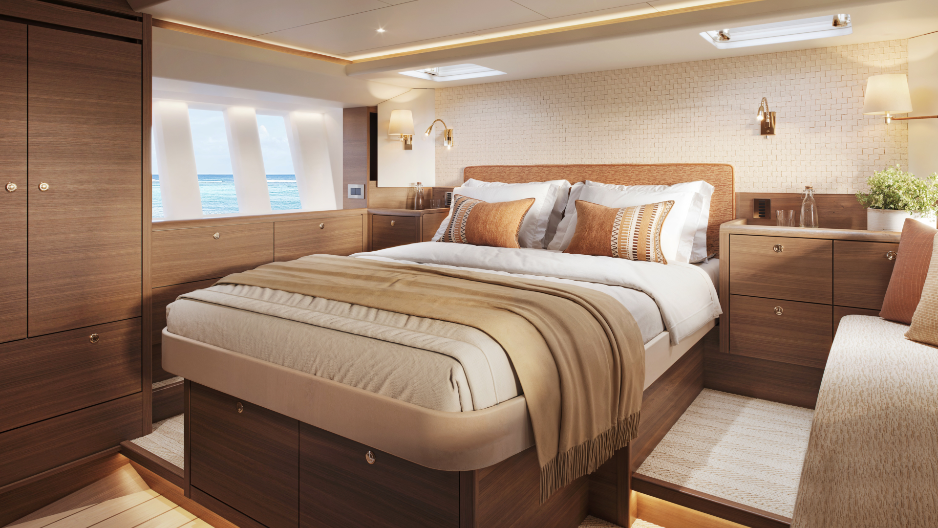 Oyster 515 50 Foot Bluewater Sailing Yacht Interior Walnut Master Cabin 2