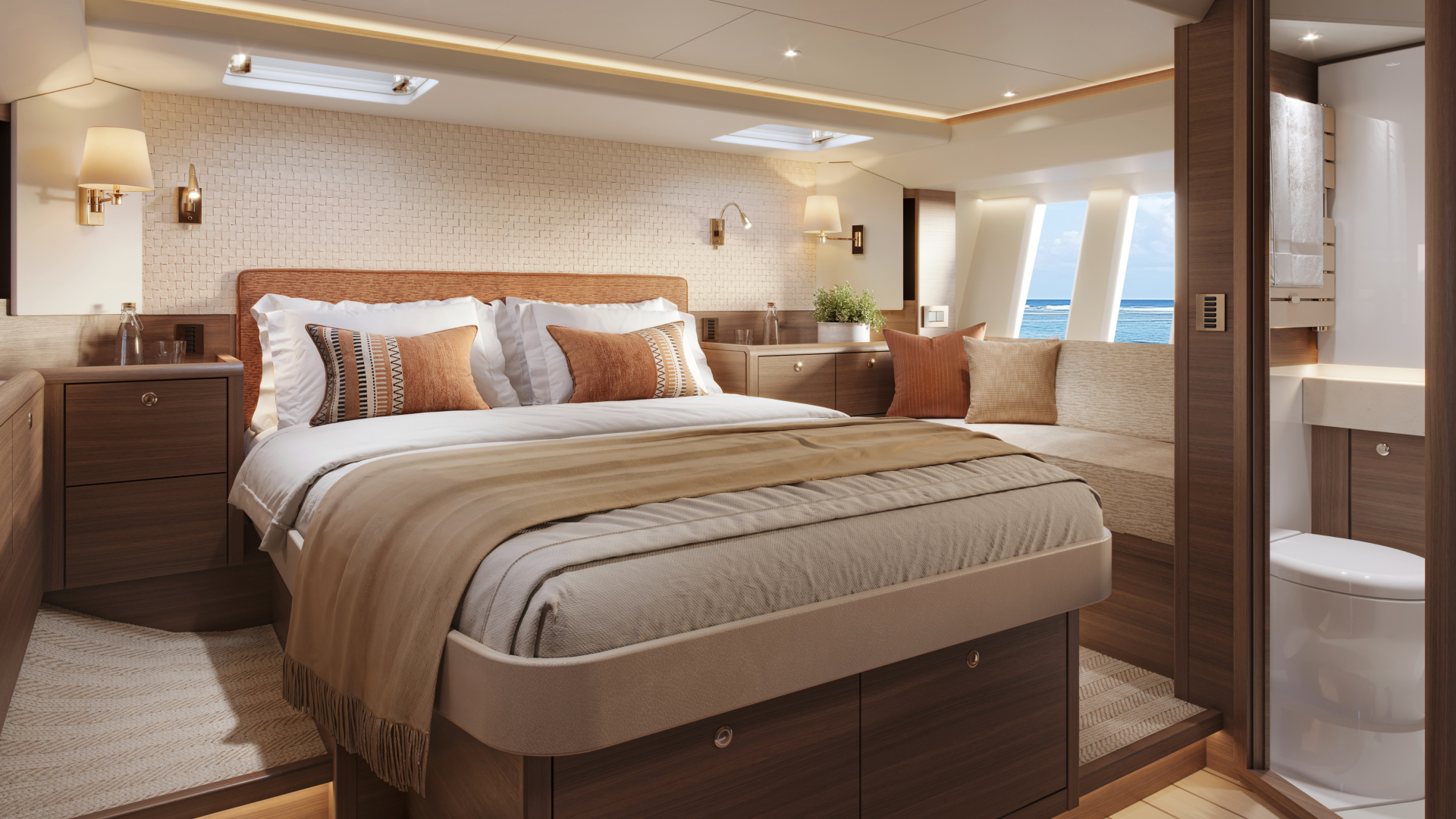 Oyster 515 50 Foot Bluewater Sailing Yacht Interior Walnut Master Cabin