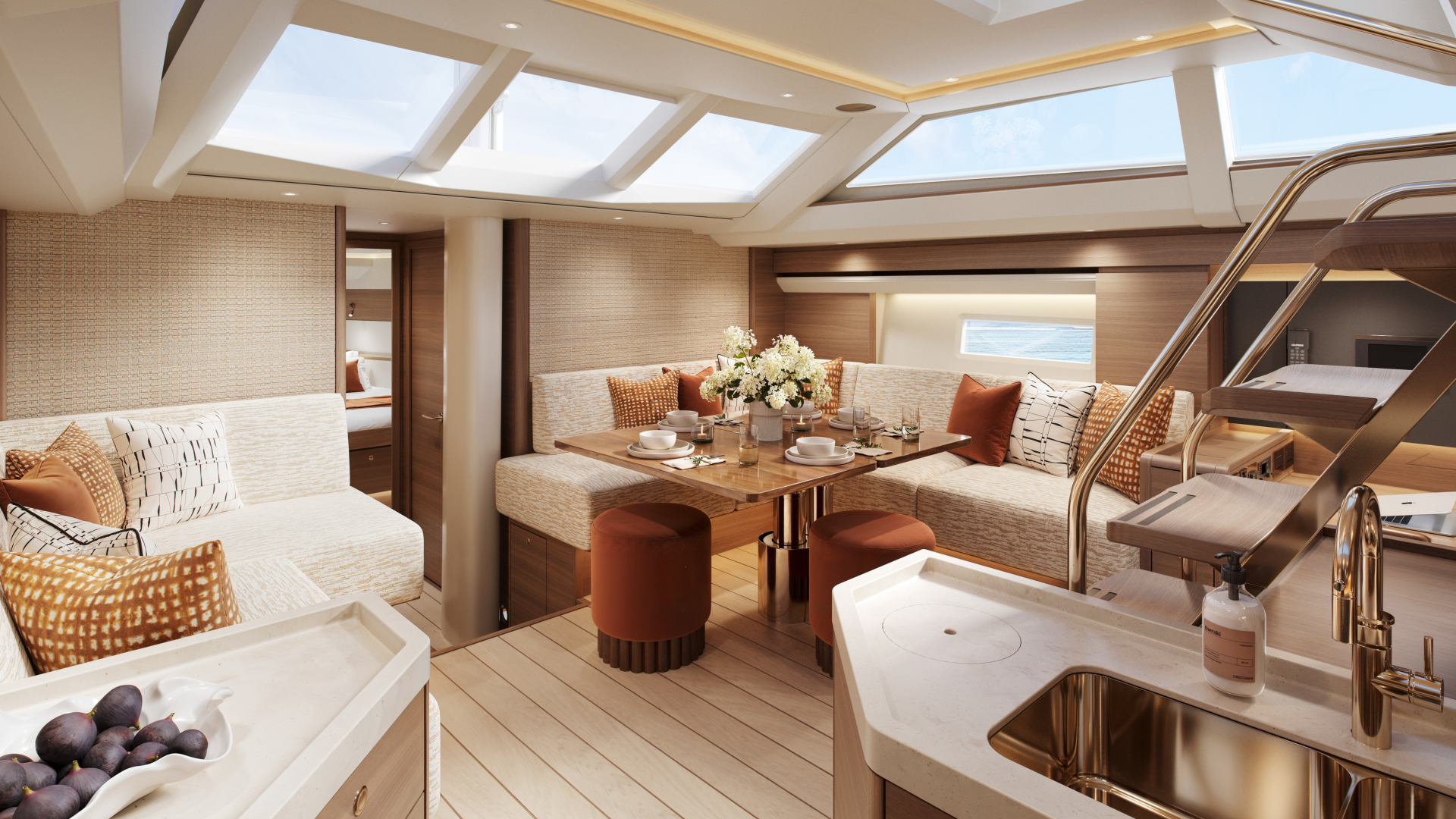 Oyster 515 50 Foot Bluewater Sailing Yacht Interior Walnut Saloon