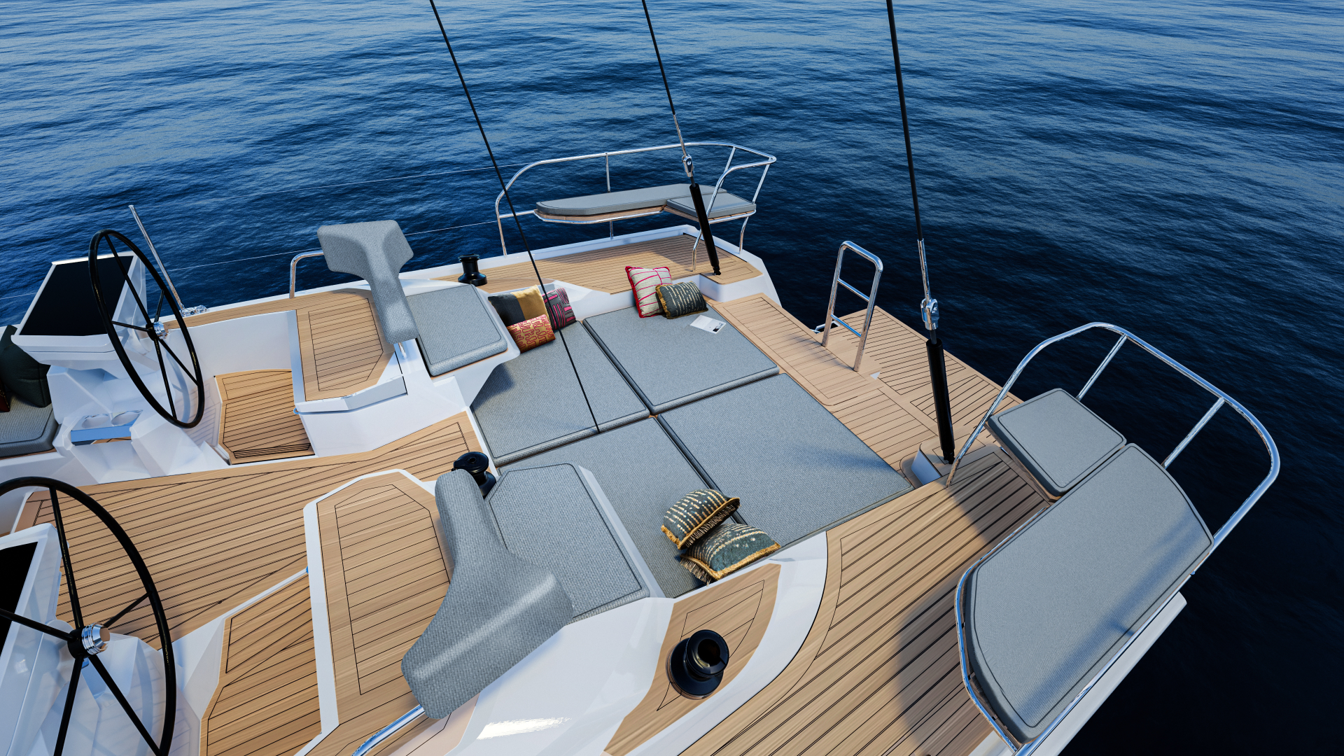 Oyster 515 50 Foot Bluewater Sailing Yacht Recessed Aft Deck Lounge v2
