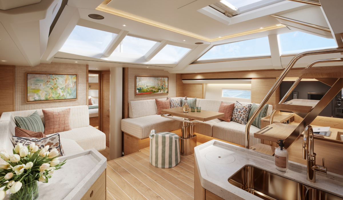Oyster 515 50 Foot Sailing Yacht Interior Oak Saloon
