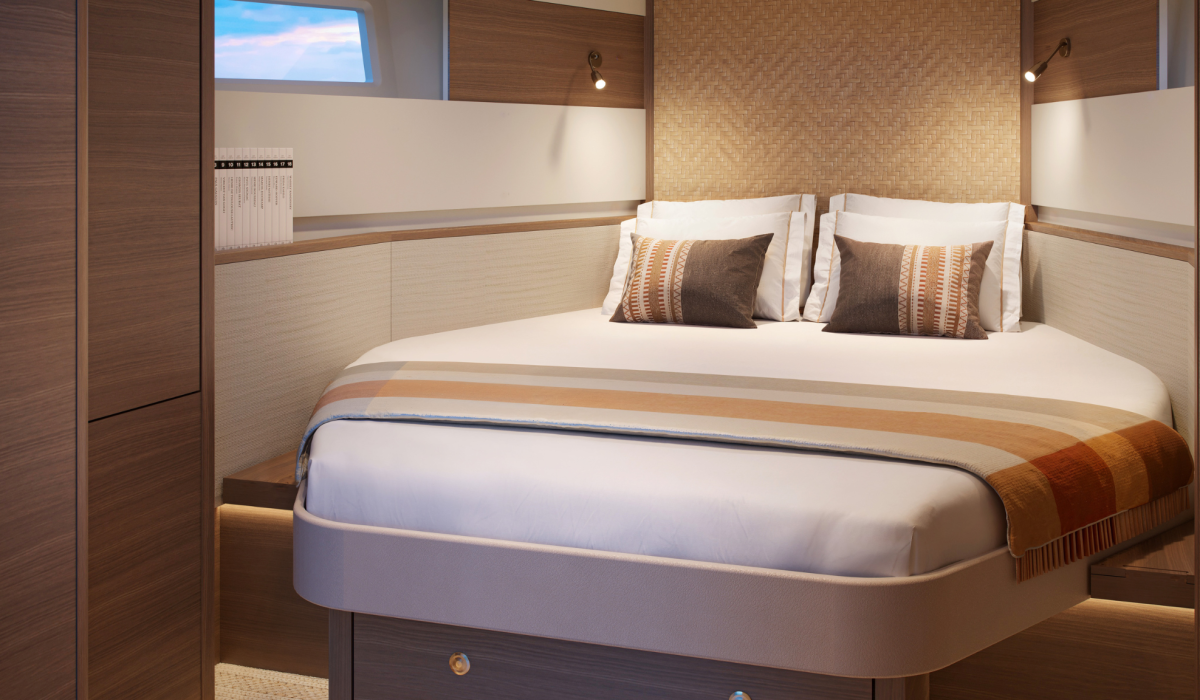Oyster 515 50 Foot Sailing Yacht Interior Walnut Forward Cabin