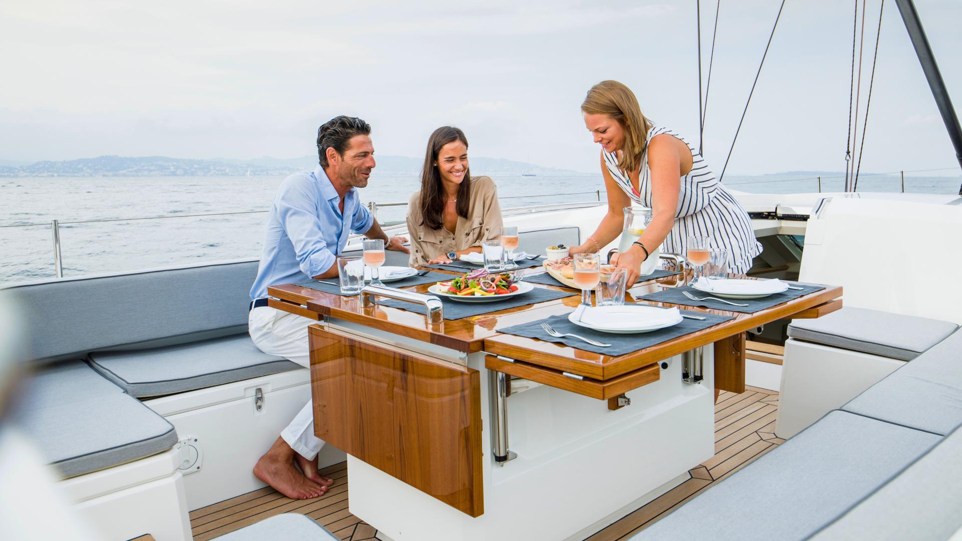 Oyster 745 75 Foot Luxury Bluewater Sailing Yacht Exterior Features Gallery 4 Cockpit table v2