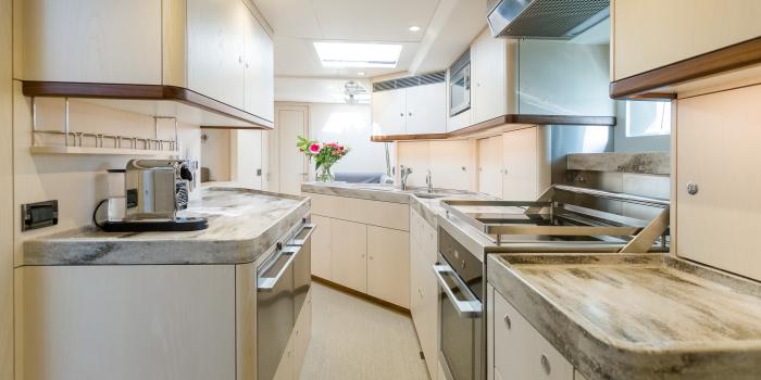Oyster 855 90 Foot Sailing Yacht Interior Galley Ash Wood Finish