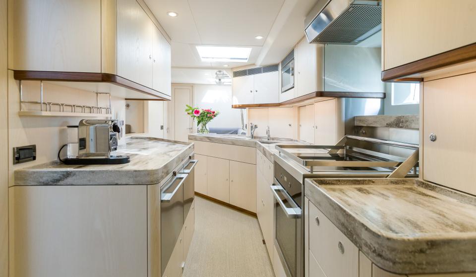 Oyster 855 90 Foot Sailing Yacht Interior Galley Ash Wood Finish