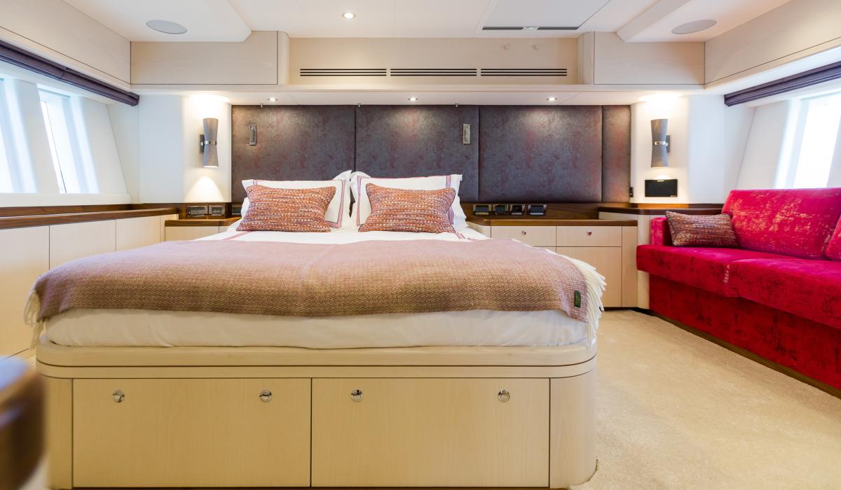 Oyster 855 90 Foot Sailing Yacht Interior Master Cabin 2 Ash Wood Finish