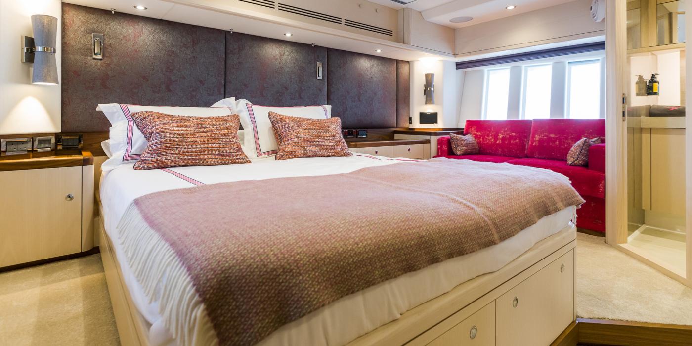 Oyster 855 90 Foot Sailing Yacht Interior Master Cabin Ash Wood Finish