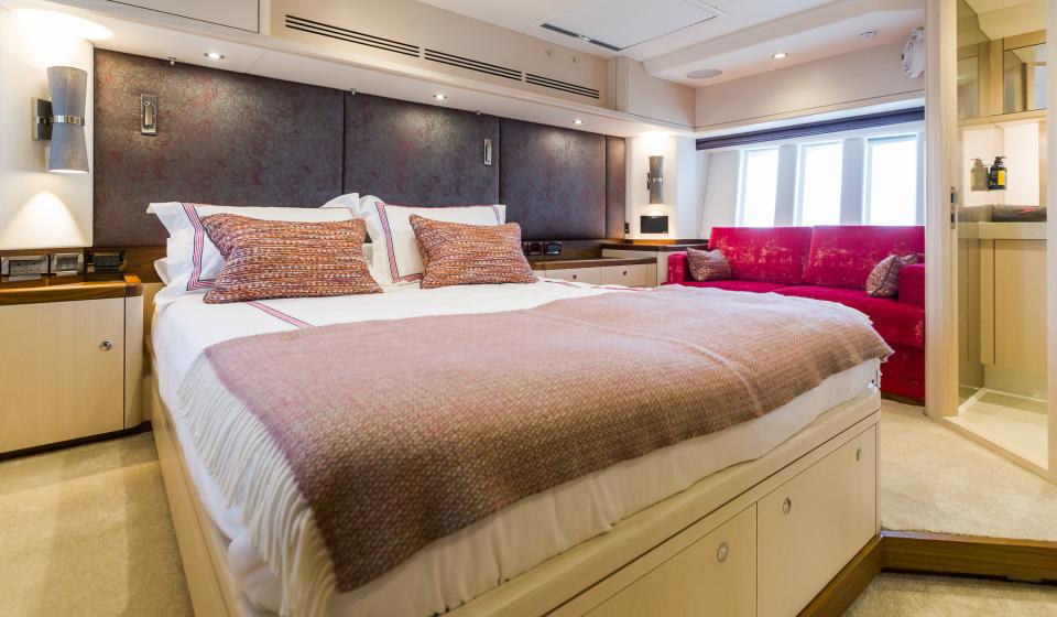 Oyster 855 90 Foot Sailing Yacht Interior Master Cabin Ash Wood Finish