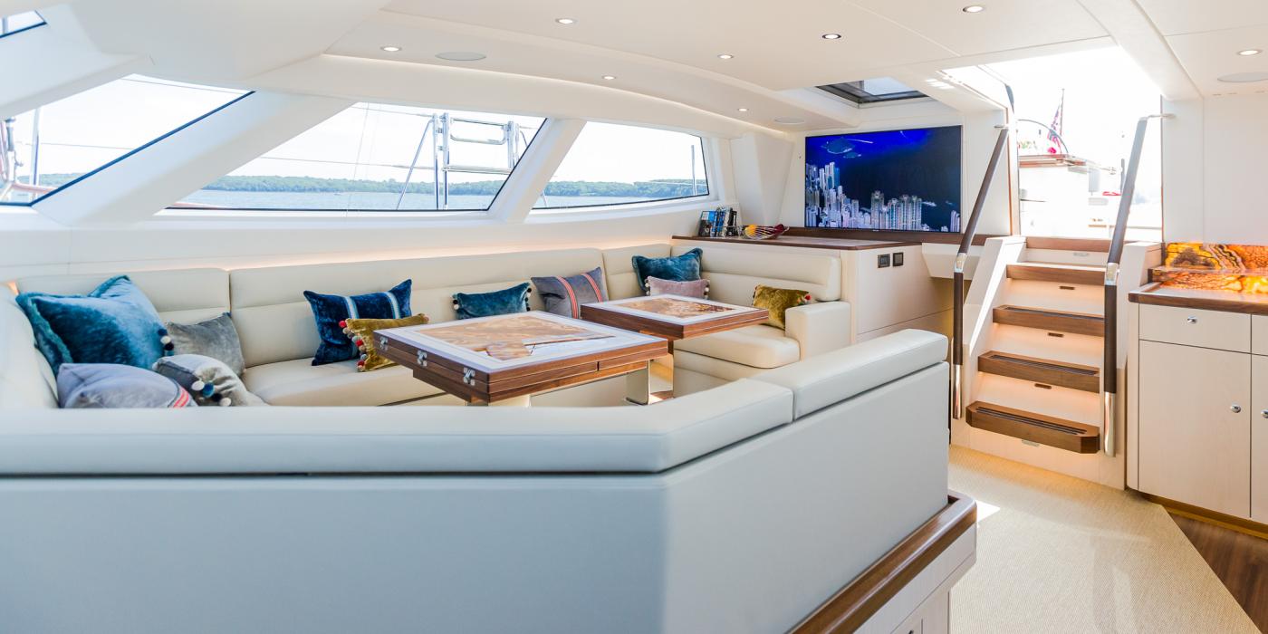Oyster 855 90 Foot Sailing Yacht Interior Saloon Ash Wood Finish