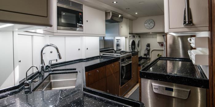 Oyster 885 90 Foot Sailing Yacht Interior Oak Walnut Finish Galley