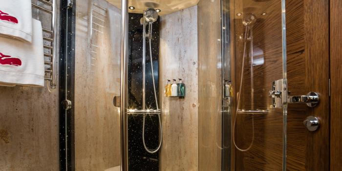 Oyster 885 90 Foot Sailing Yacht Interior Oak Walnut Finish Heads Shower