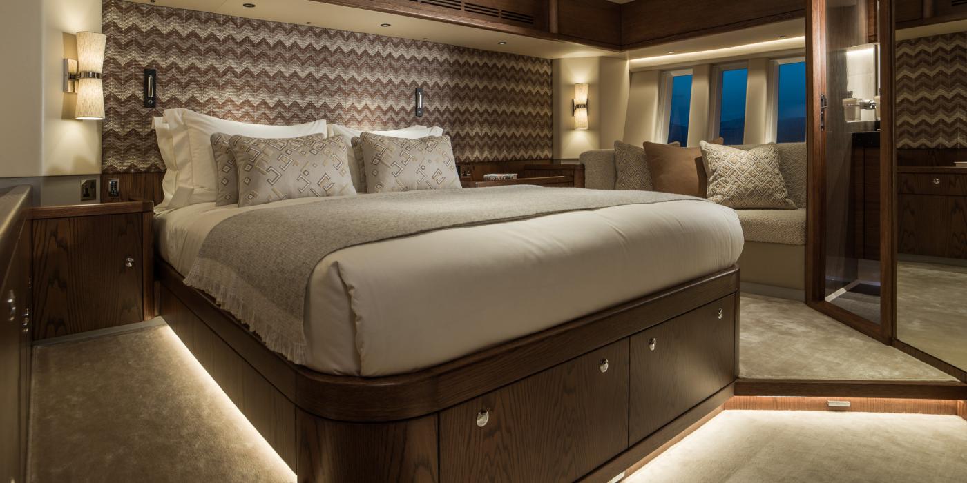 Oyster 885 90 Foot Sailing Yacht Interior Oak Walnut Finish Master Cabin