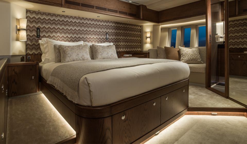 Oyster 885 90 Foot Sailing Yacht Interior Oak Walnut Finish Master Cabin