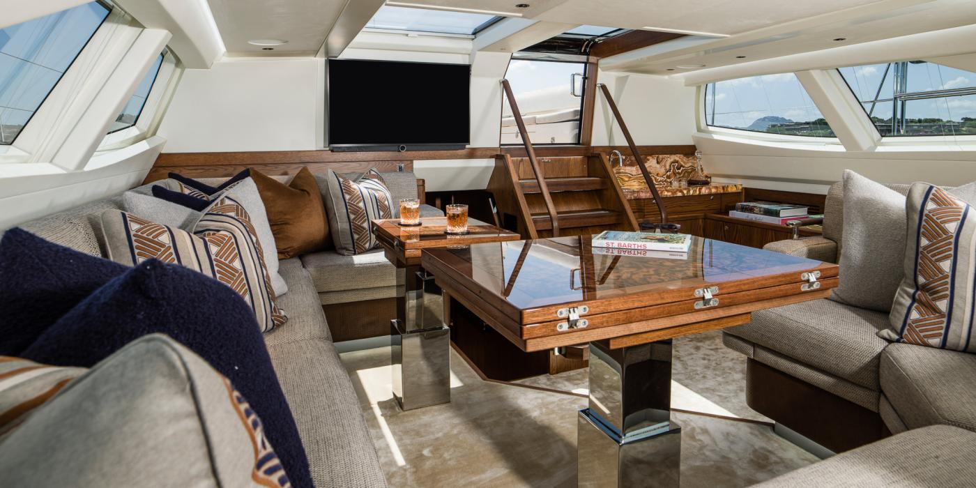 Oyster 885 90 Foot Sailing Yacht Interior Oak Walnut Finish Raised Saloon