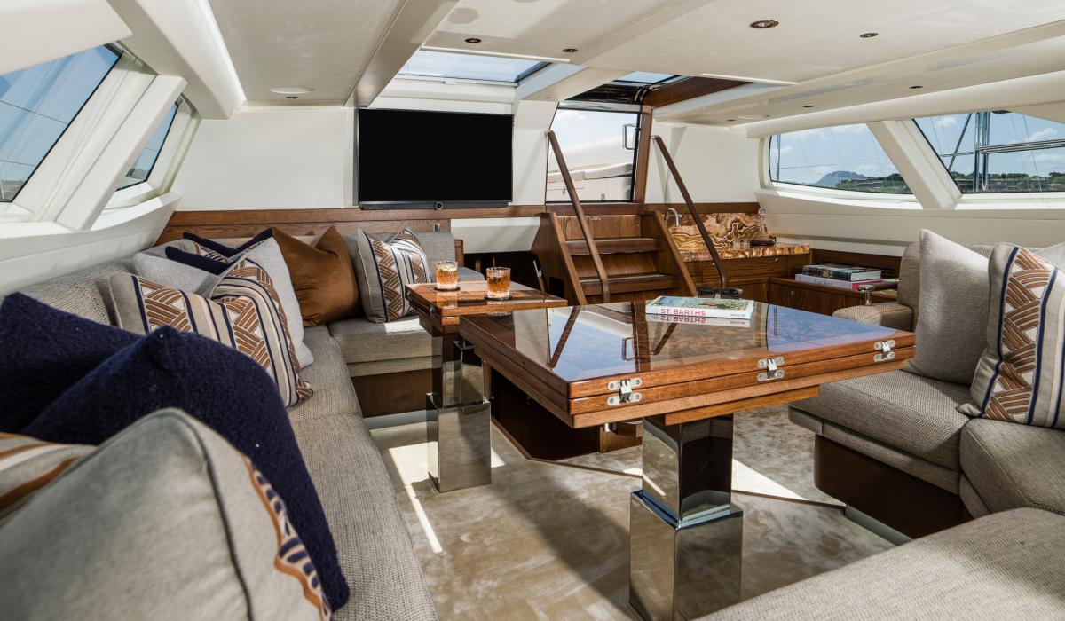 Oyster 885 90 Foot Sailing Yacht Interior Oak Walnut Finish Raised Saloon