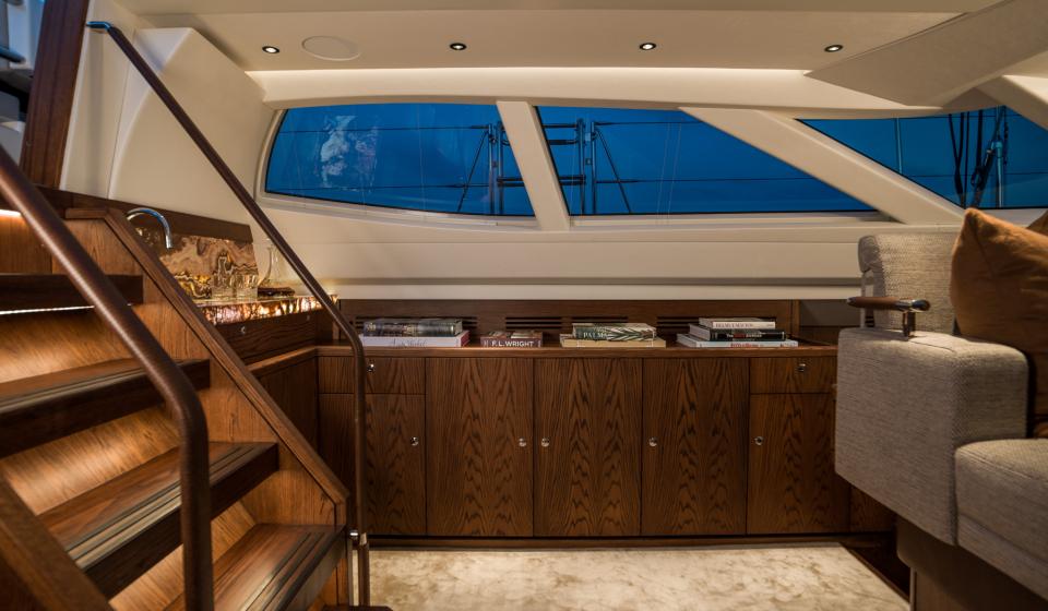 Oyster 885 90 Foot Sailing Yacht Interior Oak Walnut Finish Saloon 2