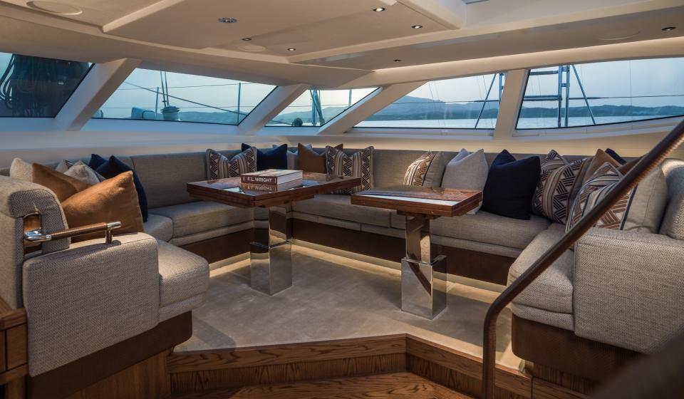 Oyster 885 90 Foot Sailing Yacht Interior Oak Walnut Finish Saloon