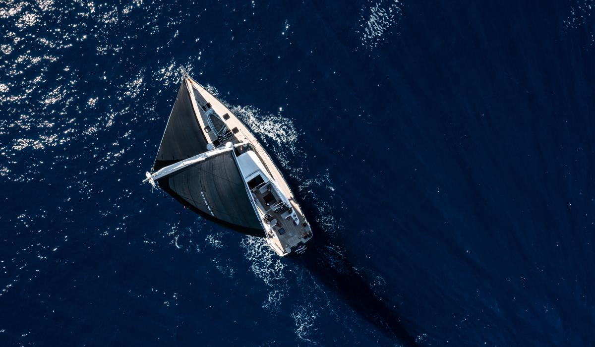 Oyster 885 Achenar Luxury Sailing Yacht Drone View