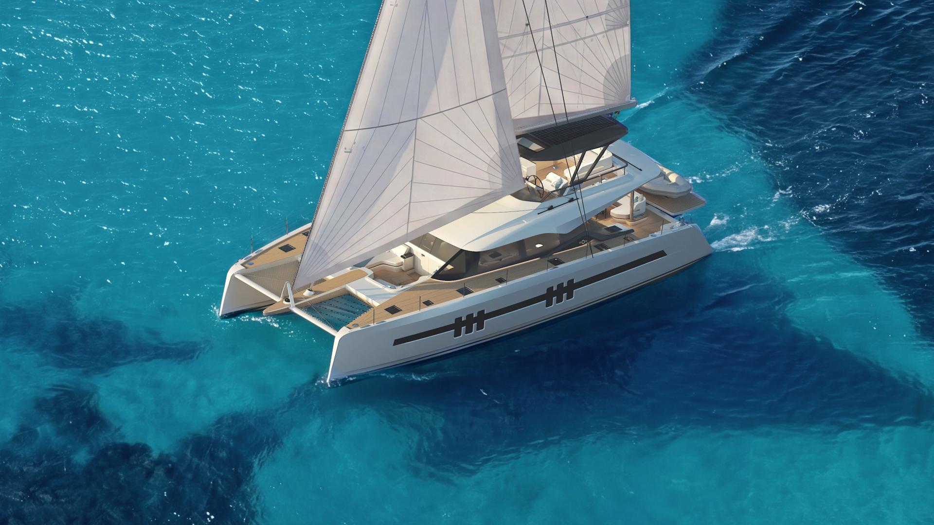 Oyster C60 60 Foot Catamaran Highlights Composed under sail