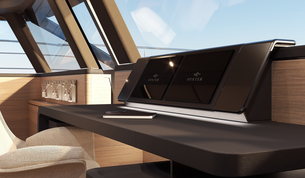 Oyster P60 power catamaran interior nav station 3